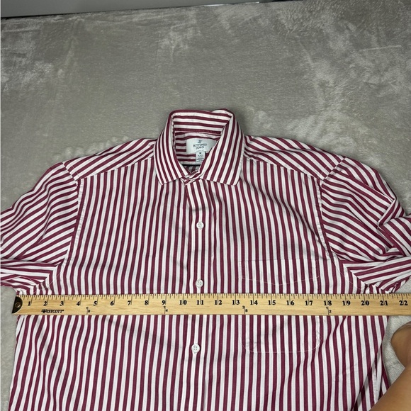 Amazon Buttoned Down Men’s Classic Fit Maroon Red White Striped Shirt 15-15.5 - Picture 7 of 15